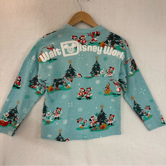 Disney Christmas Long Sleeve Shirt Teal size M (7/8) Kids - Picture 4 of 8